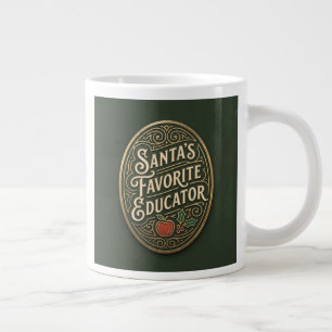 Café Gigante Taza Navideña Jumbo La Educadora Favorita de Santa