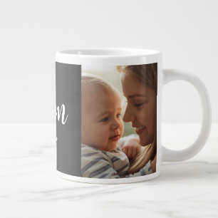 Café Gigante Taza negra de foto con guión establecido por mamá