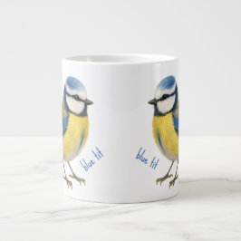 Café Gigante Taza Pájaro Herrerillo Común, Arte de Pájaros de J