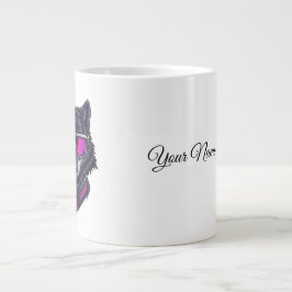 Café Gigante Taza Personalizable con Nombre de Arte Neon Lobo C