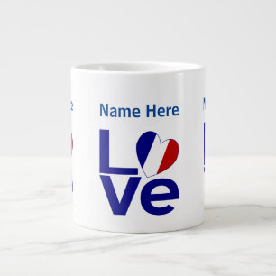 Café Gigante Taza Personalizada de Amor Azul Francés 