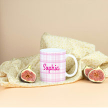 Taza Personalizada de Cuadro Rosa con Nombre