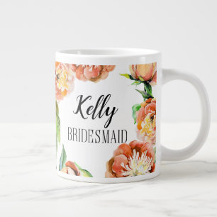 Café Gigante Taza personalizada de flores para dama de honor