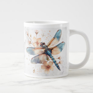 Café Gigante Taza personalizada de libélula con acuarela