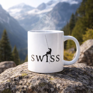 Café Gigante Taza Suiza de Escalada Silueta de Cuerda Minimalis