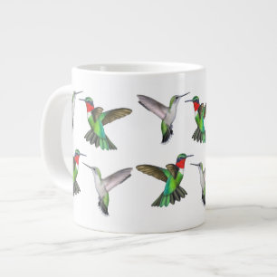 Café Gigante Taza Throated de rubíes de los colibríes del vue