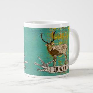 Café Gigante Taza verde azulada del papá del dólar de bronce