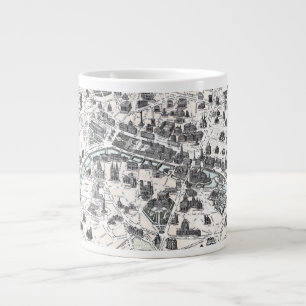 Café Gigante Taza vieja 1878 del jumbo del Sena del mapa de los
