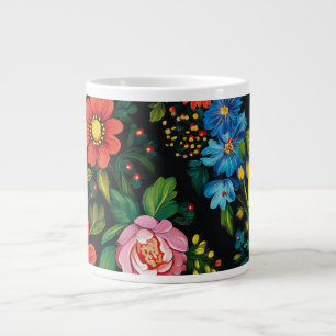 Café Gigante Taza X-Large con patrón de arte popular ucraniano