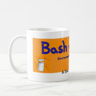 Café Golpee la taza del naranja de la basura