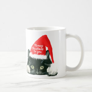 Café gorra meowy de santa de la taza del gato del día