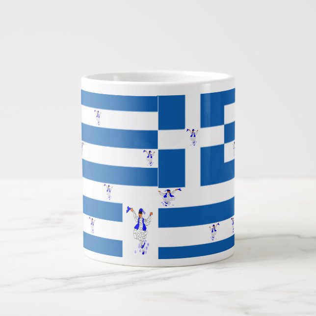 Café Grande Bandera/Evzones de /Greek de la taza (Frente)