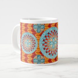 Café Grande Diseño anaranjado de la taza de Chevron de la flor