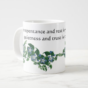 Café Grande El Mandevilla florece la taza floral del jumbo de
