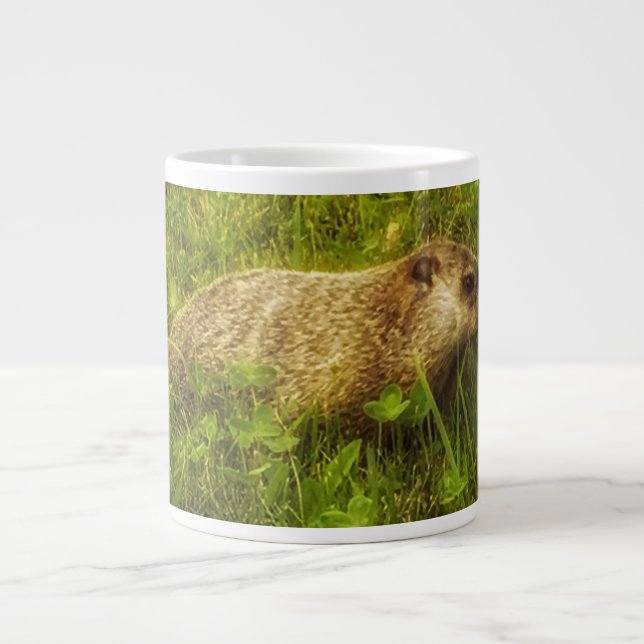 Café Grande Groundhog en una taza de campo (Frente)