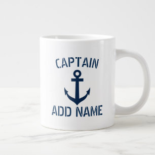 Café Grande Nombre de encargo del capitán del barco y taza