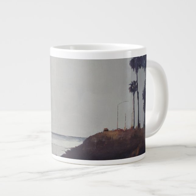 Café Grande Taza de la onda de Surfbreak de la puesta del sol (Derecha)