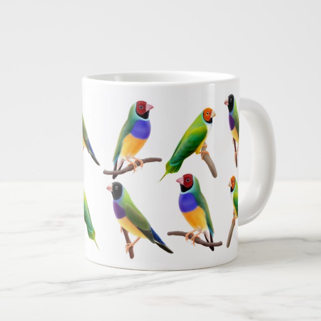 Café Grande Taza de los amantes del pinzón de Gouldian (Derecha)