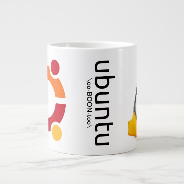 Café Grande Taza de Ubuntu con el logotipo, la pronunciación, (Frente)