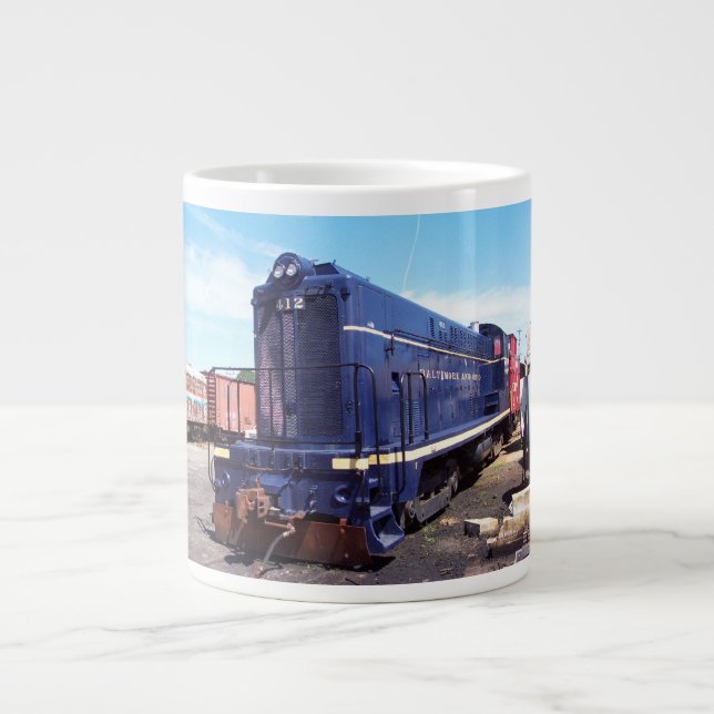 Café Grande Taza del jumbo de la locomotora #412 de Baldwin (Frente)