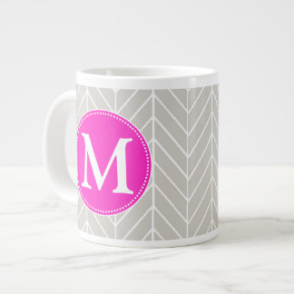 Café Grande Taza del jumbo del monograma de la raspa de
