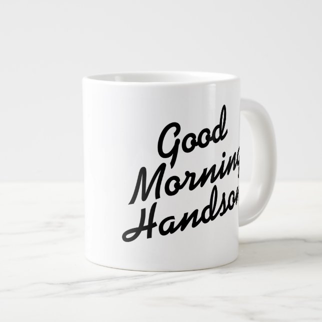 Café Grande Taza enorme blanco y negro hermosa de la buena (Derecha)