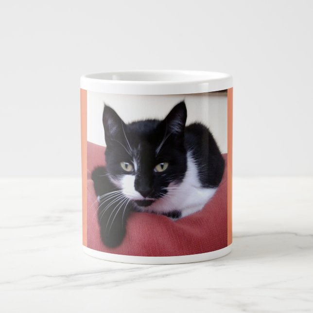 Café Grande Taza enorme de la foto del gato (Frente)