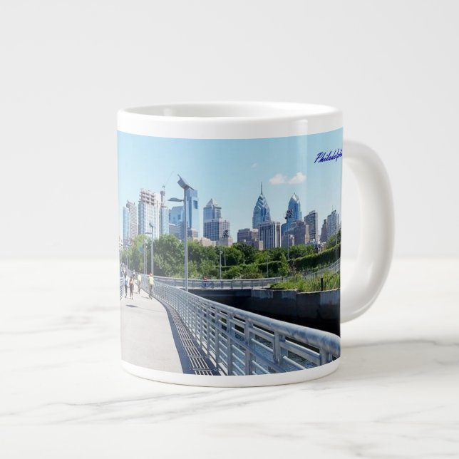 Café Grande TAZA ENORME - paseo marítimo de Philadephia con (Derecha)