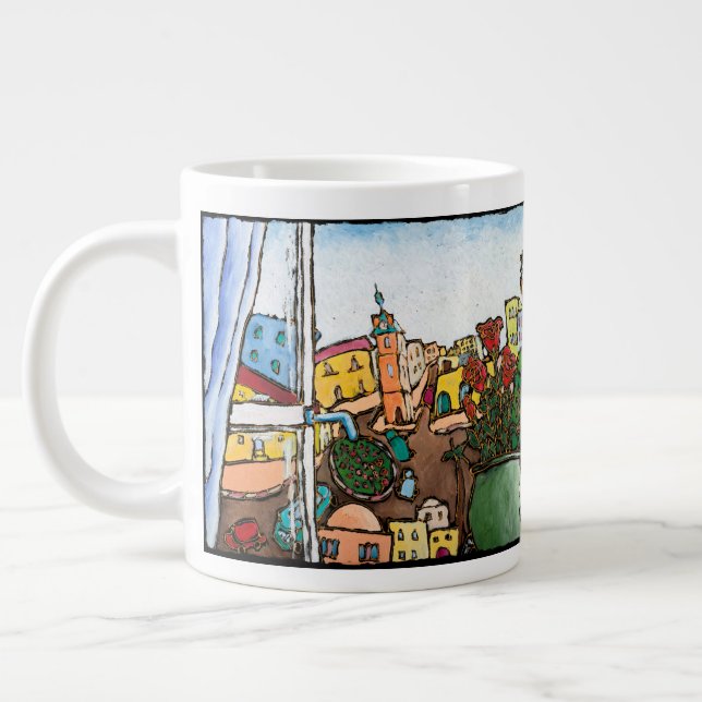 Café Grande Taza hermosa del jumbo de Jaffa del Kis-Lev de (Izquierda)