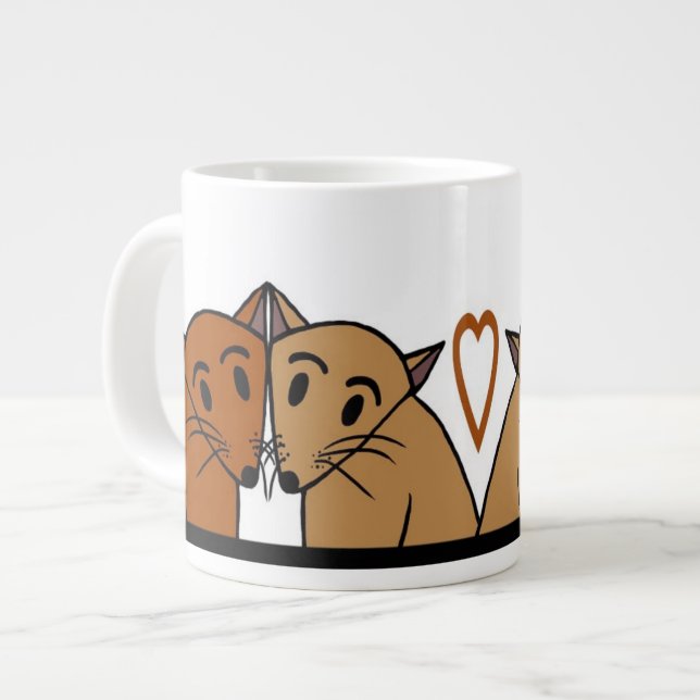 Café Grande Taza linda de los gatos (Izquierda)