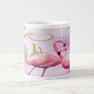 Café Grande Taza rosada caprichosa del jumbo de los flamencos