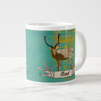 Café Grande Taza verde azulada del papá del dólar de bronce