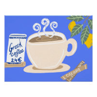 Café Griego y Rama de Limón Póster Mediterráneo