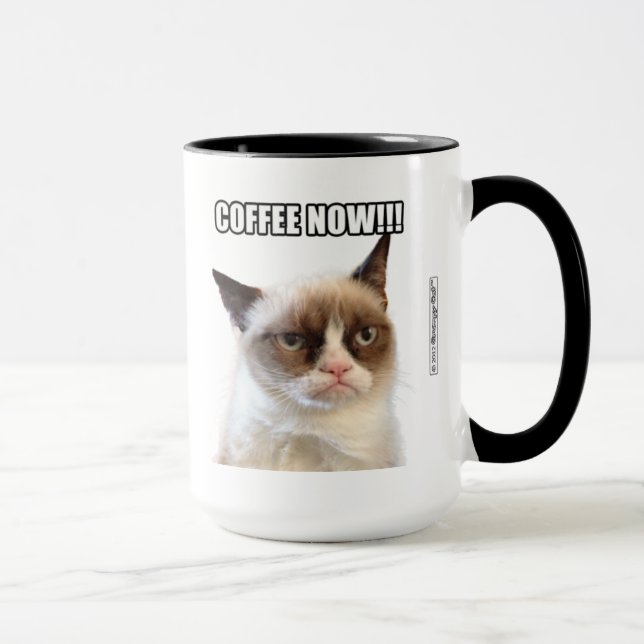 ¡CAFÉ gruñón de Cat™ AHORA!!! Taza (Derecha)