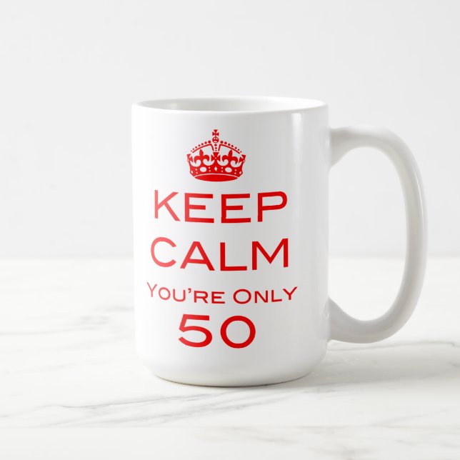 Café Guarde la calma que usted es taza de solamente 50 (Derecha)