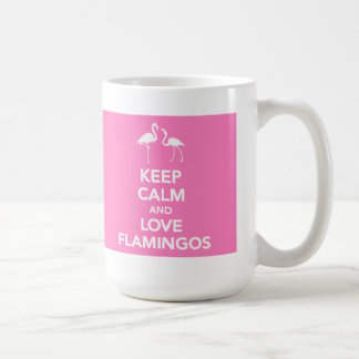 Café Guarde la calma y ame la taza de los flamencos