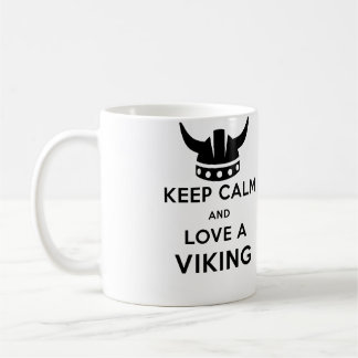 Café Guarde la calma y ame una taza de Viking - zurda