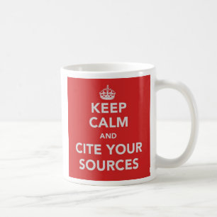 Café Guarde la calma y cite su taza de las fuentes