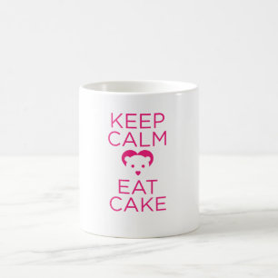 Café ¡Guarde la calma y coma la taza de la torta