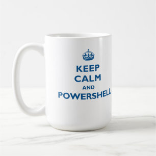 Café Guarde la calma y la taza de PowerShell