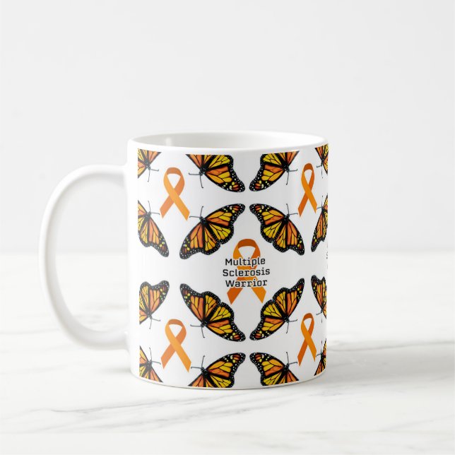 Café Guerrero de esclerosis múltiple mariposas taza de  (Izquierda)