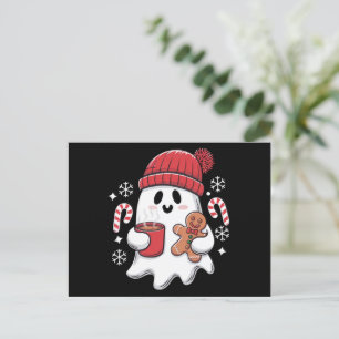 Café helado con fantasma lindo de Navidad Retro Ca