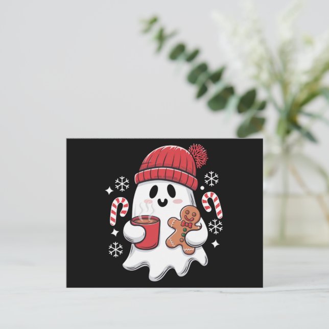 Café helado con fantasma lindo de Navidad Retro Ca (Anverso de pie)