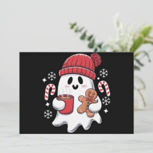 Café helado de Navidad fantasma lindo retro café d