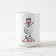 "Hola Invierno" Taza de muñeco de nieve