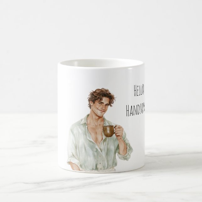 Café Hombre de pelo castaño con taza (Centro)
