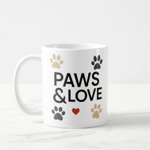 Café "HUELLAS Y AMOR" Taza para Amantes de Mascotas M