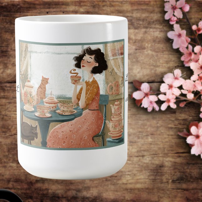 Café Humor caprichoso taza de té amante. (Center view)