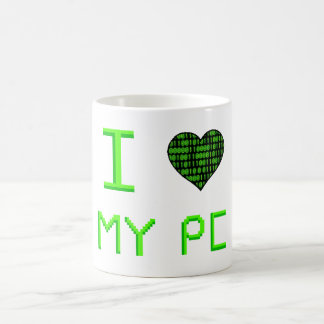 Café I corazón mi taza de la PC