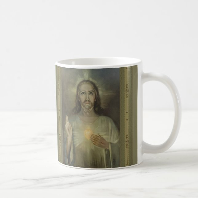 Café Imagen milagrosa del corazón sagrado de la taza de (Derecha)
